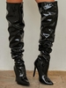 Patent Leather Slouchy Thigh High Stiletto Heel Boots