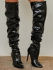Patent Leather Slouchy Thigh High Stiletto Heel Boots