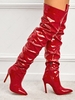 Patent Leather Slouchy Thigh High Stiletto Heel Boots
