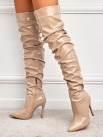 Patent Leather Slouchy Thigh High Stiletto Heel Boots