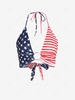 Patriotic American Flag O Ring Halter Tank Top L