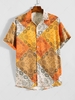Pattern Block Paisley Print Short Sleeves Vacation Shirt 2xl Chocolate