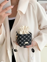 Patterned Chain Strap Mini Bucket Bag