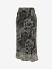 Patterned Mesh Overlay Midi Skirt L Black
