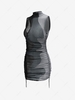 Patterned Sheer Mesh Cinched Tank Dress L Multi a