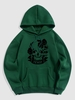 PEACE Skull Rose Print Halloween Graphic Fleece Lining Hoodie L Deep green