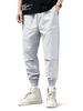 Peace World Print Elastic Waist Jogger Pants M Light gray