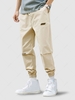 Peace World Print Elastic Waist Jogger Pants M Warm white