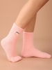 Peach Embroidered Fleece Ankle Socks