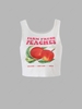 Peaches Letter Print Crop Tank Top M White