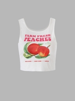 Peaches Letter Print Crop Tank Top S White