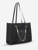 Pearly Chain Zipper Large Shoulder Tote Bag