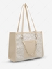 Pearly Chain Zipper Large Shoulder Tote Bag