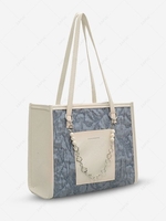 Pearly Chain Zipper Large Shoulder Tote Bag