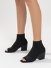 Peep Toe Chunky Heel Stretch Kint Boots