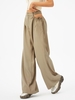 Pelvic Cutout Drawstring Baggy Pants M Light coffee