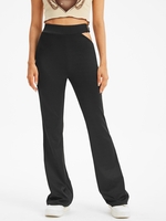 Pelvic Cutout O-ring Flare Pants S Black