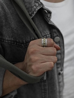 Pentagram Engrave Design Open Adjustable Ring