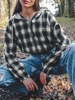 Plaid Hooded Zip Drop Shoulder Jacket Xl Green