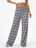 Plaid Houndstooth Straight Pants S Gray