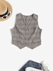 Plaid Houndstooth Waistcoat L Coffee