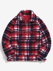 Plaid Letter Embroidery Quarter Zip Teddy Sweatshirt 2xl Red