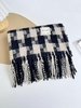 Plaid Letter Patched Fringed Scarf