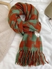Plaid Letter Patched Fringed Scarf