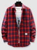Plaid Long Sleeve Patched Shirt S Red