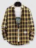 Plaid Long Sleeve Patched Shirt S Yellow