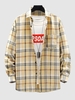 Plaid Long Sleeve Shirt M Light yellow