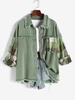 Plaid Panel Frayed Colored Denim Jacket L Deep green