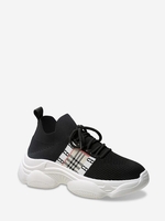 Plaid Panel Lace Up Front Sneakers