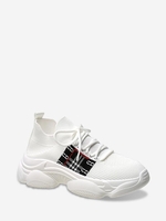 Plaid Panel Lace Up Front Sneakers