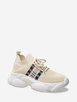Plaid Panel Lace Up Front Sneakers