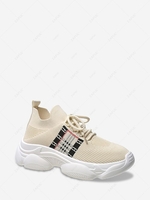 Plaid Panel Lace Up Front Sneakers
