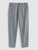 Plaid Pattern Business Pants L Gray