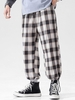 Plaid Pattern Elastic Waist Baggy Pants Xs Apricot