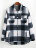 Plaid Pattern Flap Pocket Shirt Jacket 2xl Blue