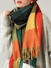 Plaid Pattern Fringed Scarf