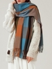 Plaid Pattern Fringed Scarf