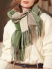 Plaid Pattern Fringed Scarf