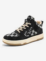 Plaid Pattern Lace-up Front High-top Skate Shoes