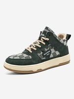 Plaid Pattern Lace-up Front High-top Skate Shoes
