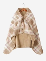 Plaid Pattern Multifunction Thermal Warm Flannel Shawl Blanket