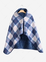 Plaid Pattern Multifunction Thermal Warm Flannel Shawl Blanket
