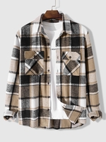 Plaid Pattern Pocket Patch Shacket L Coffee