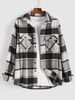 Plaid Pattern Pocket Patch Shacket L Dark gray