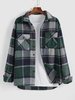 Plaid Pattern Pocket Patch Shacket L Deep green