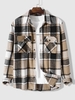 Plaid Pattern Pocket Patch Shacket M Coffee